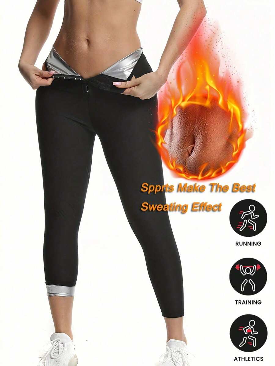 56388844 Pantalón de sauna para mujer para deportes y exterior de cintura alta que adelgaza la cintura, pantalón de compresión de entrenamiento de ejercicio, moldeador corporal para muslos, accesorios de gimnasio para fajas reductoras de abdomen, fajas lumbares para faja reductora de abdomen - Plateado - Ver 1