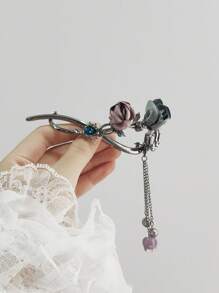 1 kẹp tóc xoắn tua rua ngọc trai hình hoa hồng cho nữ, phụ kiện tóc thanh lịch cho thường ngày, đi chơi, chụp ảnh, hẹn hò - Nhiều màu - Xem 1