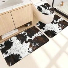 [Popular Choice] 1pc/4pcs Bathroom Shower Curtain Set, Cow/Milk Pattern Design Bathroom Decor, Classic Luxury Bathroom Suite With 12 Hooks Included Fall Decor Bathroom Accessories Back To School - Multicolor - View 9