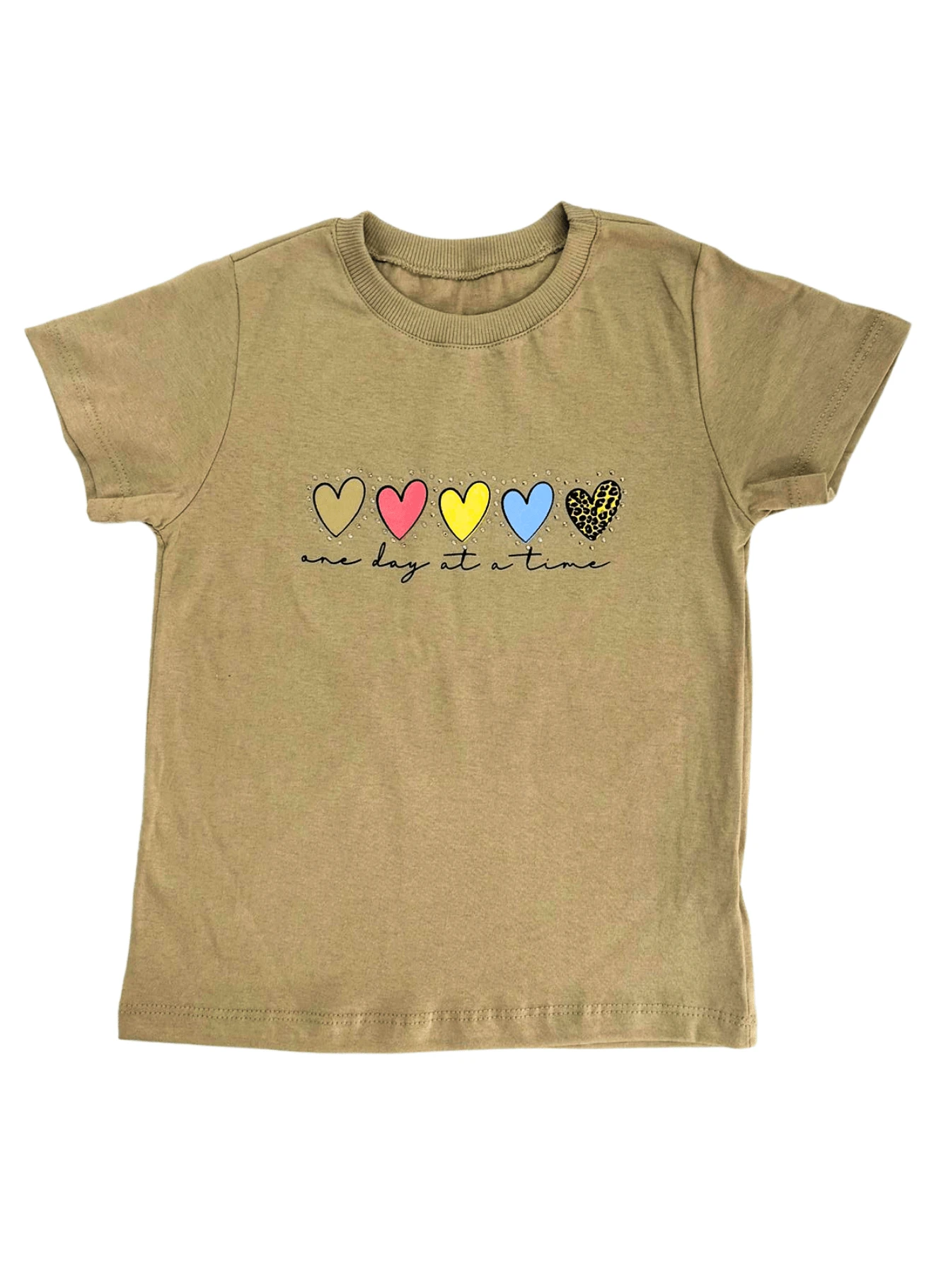 Elegant Girls' Blouse With 5 Hearts And Rhinestone Details 100% Cotton Short Sleeve - Màu be - Xem 1