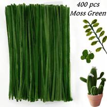 400 piezas Limpiapipas flexibles de chenilla verde, limpiapipas verdes surtidos, tallos de chenilla versátiles, fácil de retorcer y doblar, manualidades hechas a mano para flores de tulipán, hojas, animales, árbol de Navidad, regalos para el Día de la Madre y proyectos creativos - Perfecto para entusiastas de las artes y manualidades, proyectos navideños y limpieza - Juego duradero, plegable y colorido