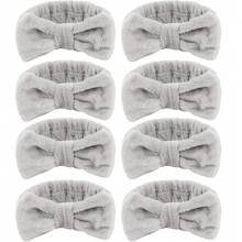 8 Pcs  Spa Headband For Washing Face And Makeup Bridesmaid Proposal Gifts For Women Coral Fleece Skincare Headbands Elastic Bow Head  Women Cute Bow Head Bands (White,Pink, Blue, Purple, Black, Gray, Curry)
