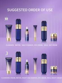 10件套抗衰老护肤套装，日常护理套装，富含维生素C和肽，包括洁面乳、眼膜、爽肤水、精华液、眼霜、乳液、面霜，女士面霜，情人节礼盒 - 彩色 - 查看 6