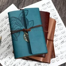 Taccuino A7 vintage con foglie, diario in pelle PU, taccuino in carta kraft, blocco note, taccuino per schizzi, cancelleria, forniture per ufficio e scuola