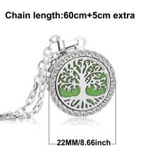 Collier pendentif d'aromathérapie en cristal Médaillon à fleurs de l'arbre de vie ouvert Collier de parfum Diffuseur d'huiles essentielles Bijoux Pendentifs strass Colliers d'arôme