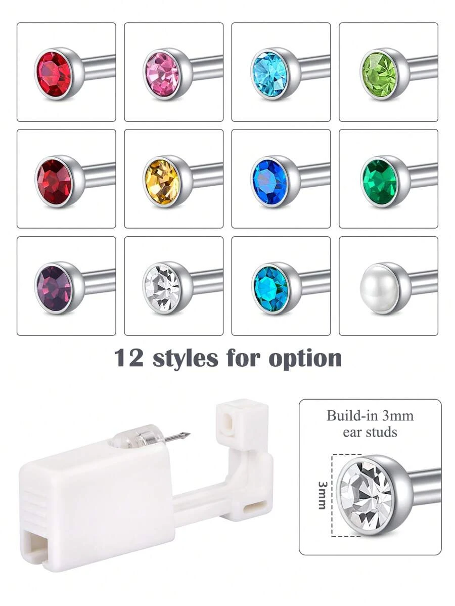 Clou De Nez En Or Jaune 9 Carats 2mm Avec Cristal - Neuf Avec étiquettes