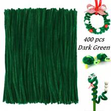 400 piezas Limpiapipas flexibles de chenilla verde, limpiapipas verdes surtidos, tallos de chenilla versátiles, fácil de retorcer y doblar, manualidades hechas a mano para flores de tulipán, hojas, animales, árbol de Navidad, regalos para el Día de la Madre y proyectos creativos - Perfecto para entusiastas de las artes y manualidades, proyectos navideños y limpieza - Juego duradero, plegable y colorido