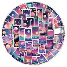 50 miếng dán tường phong cách Bắc Âu Cyber Planet Graffiti, miếng dán vinyl cho máy tính xách tay, bình nước, đàn guitar, xe đạp, ô tô, xe máy, cản va, hành lý, ván trượt Graffiti, miếng dán dễ thương, món quà tuyệt vời cho trẻ em, thanh thiếu niên, nam giới, phụ nữ. - Nhiều màu - Xem 1