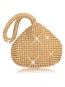 4 Peças Conjunto Versátil de Moda Feminina com Bolsa, Clutch, Brincos com Borla Longa, Pulseira e Colar Decorados com Cristais Brilhantes e Elegantes, Bolsas para Festa, Perfeito para Festa, Casamento, Baile de Formatura, Jantar/Banquete