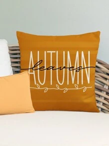 1pc/4pcs Autumn Thanksgiving Pumpkin & Letter Print Linen Throw Pillow Cover, 18*18 Inch/45x45cm, Home Decor, Bedroom, Sofa (Without Pillow Insert) - Multicolor - View 14