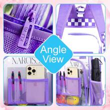 3PCS Clear Backpack For Girls And, Heavy Duty Transparent Bookbag, Purple See Through PVC School Bag - Purple - View 6