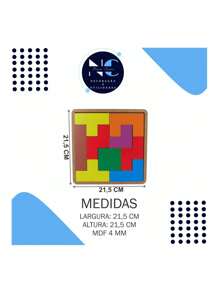 Brinquedo Educativo Quebra Cabeça Quadrado 9 Peças Mdf