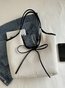 Bolso de mano elegante y de moda, bolso de hombro con decoración de lazo para mujeres, adecuado para usar en el trabajo y el día a día, cartera de mujer con lazo de moda