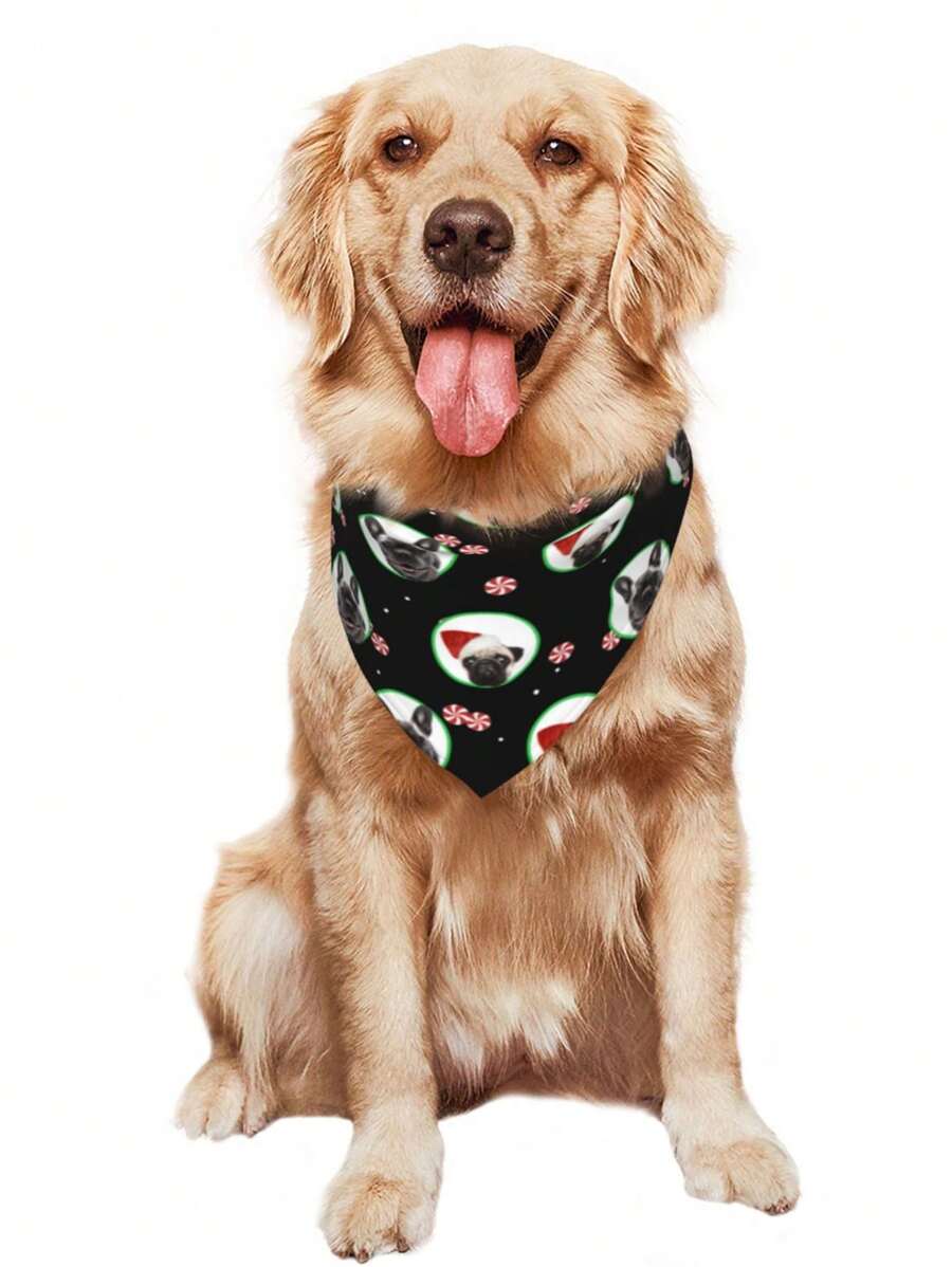 1 Peça Bandana personalizada para cachorro com foto, lenço de pescoço ...