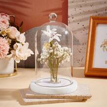 1 szt. Szklana kopuła z podstawą klosz klosz dzwonek wyświetlacz kopuła etui szklane dekoracje butelki do roślin kwiat wyświetlacz glina sukulenty przechowywanie domowa impreza 3,5 x 7 cali - Szary - Zobacz 6