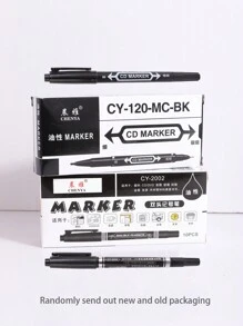 Black Permanent Marker Pen, 10pcs Fine Point Black Markers , Waterproof, Oil-Based, Small Double-Headed Marker Pen For Office And School Supplies, Cartoon Drawing And Sketching Back To School