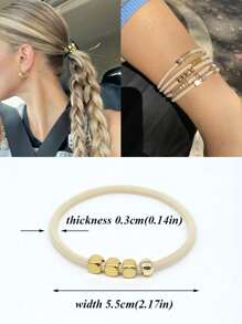 Bộ 5 chiếc dây buộc tóc kiểu Boho màu vàng hoe cho nữ, phụ kiện tóc dễ thương cho bé gái, dây buộc tóc co giãn cho tóc dày, mỏng, xoăn, dây buộc tóc đính hạt vàng, quà tặng, phụ kiện cài tóc vàng, dây chun buộc tóc, dây chun cài tóc, phụ kiện tóc co giãn. - Nhiều màu - Xem 5
