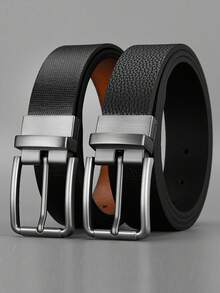 1 chiếc thắt lưng da khóa xoay đảo ngược mới, họa tiết đá vân thằn lằn trang trí công sở thường ngày cho nam, quà tặng Tết Nguyên đán, ngày lễ tình nhân và trang phục hàng ngày - A - Xem 2