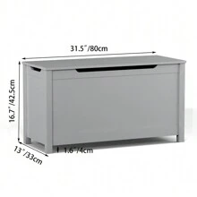 Valentines  Wooden Kids Toy Box Toy Storage With Safety Hinged Lid, White Color, Ages 2+, Spacious Toy Box With Easy Assembly, Size 31.50" X 13.00" X 16.70"White/Brown/Grey
