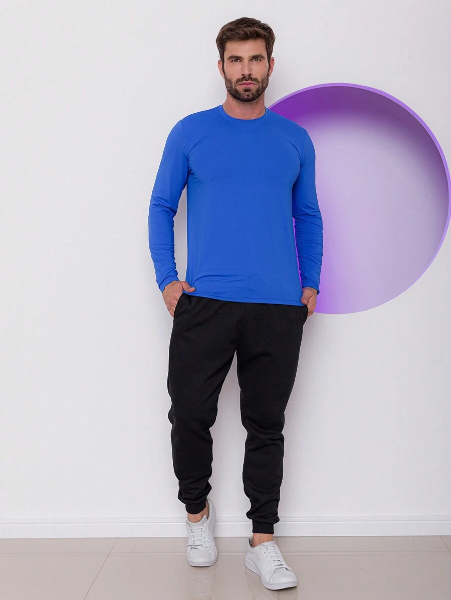 Technological T-Shirt Long Sleeve Premium Polyamide Gym Sports Thermal Sun And Cold - Royal Blue - View 1