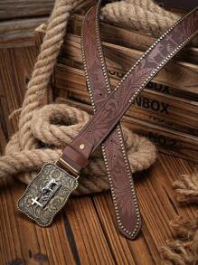 1pc Men's Western Style PU Leather Belt (Hole Punch Tool Included) - Miss - View 20