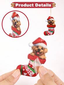 Ornements avec motif de chien de Noël, boîte-cadeau, charms de chiens suspendus, décoration de sapin de Noël, décoration de Noël pour les amateurs d'animaux de compagnie, décoration de Noël Décoration intérieure 2024 Bonne année 2025 Cadeaux, Noël