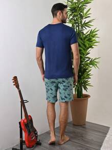 aDormir Set de Dos Piezas Short y Playera Para Hombre - Azul - Ver 2