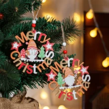 1 đồ trang trí Giáng sinh bằng gỗ, Ông già Noel không mặt, Người bánh gừng, Đồ trang trí Giáng sinh bằng gỗ rỗng - Nhiều màu - Xem 1