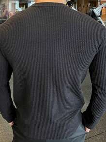 Tee-shirt homme à manches longues, simple et , avec texture côtelée