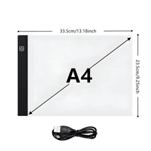 A4/A5 数位板：LED 灯箱板，用于书写、绘画、绘图和描摹 - USB 电子艺术复印板 万圣节、感恩节和圣诞节礼物 复活节礼物 - 黑色 - 查看 10