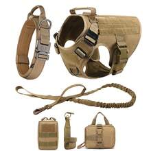 Bộ dây đeo chiến thuật 4 món cho chó, bao gồm áo huấn luyện điều chỉnh được, dây xích, vòng cổ, túi đựng bình nước và túi đeo hông, phù hợp cho các giống chó nhỏ, trung bình và lớn - Chất liệu nylon bền chắc với khóa kim loại chịu lực cao. - Nhiều màu - Xem 14