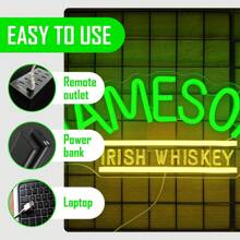 1 Pcs JAMESON IRISH WHISKEY Neon Sign Dimmable Wall Decor USB Bar Neon Sign For Man Cave Neon Led Sign Neon Light Up Sign For Bedroom Beer Bar Pub Man Cave Party - 多色 - 查看 2