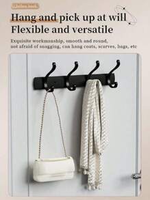 1 pieza Estante de almacenamiento montado en la pared, organizador sobre la puerta, percha para toallas y ropa, accesorios para armario, clóset, baño, cocina, dormitorio y oficina - Negro - Ver 8