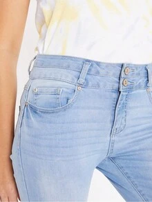 High Rise Double Waist Push Up Ankle Skinny Jeans - 淺色水洗藍 - 查看 5