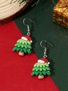 1pc Cute Christmas Tree Resin Earring - Multicolor - View 3