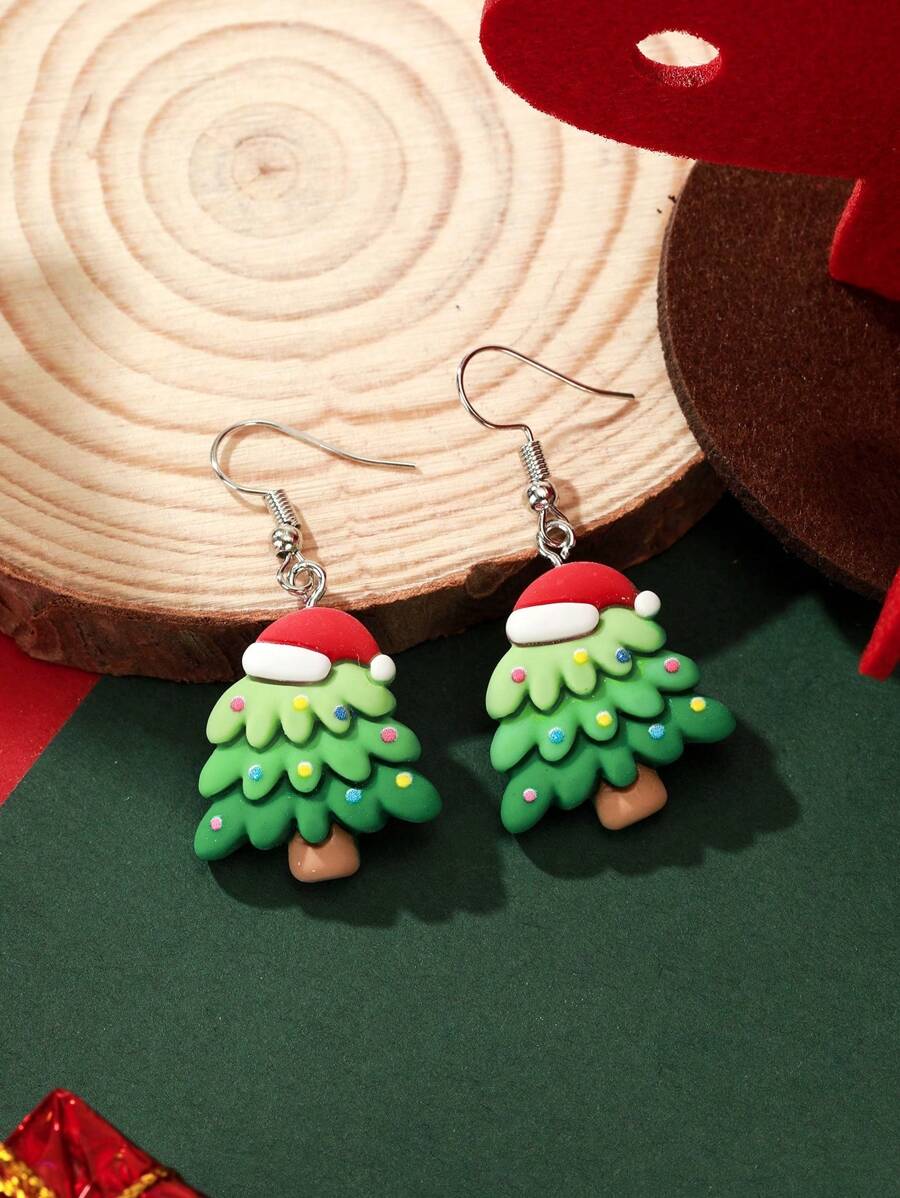 1pc Cute Christmas Tree Resin Earring - Multicolor - View 1