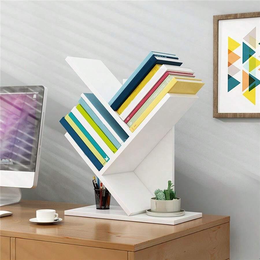 Soporte Libros Triangular Madera - Estantería Mini Para Mesa | 10x6 Pulgadas | Diseño Minimalista