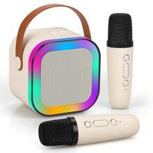 Portable Bluetooth Speaker With 2 Microphones For Karaoke - 白色 - 查看 2