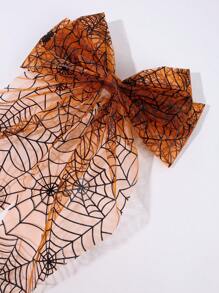 Halloween Hair Bows For Women Large Tulle Hair Bow Clips Black Spider Web Long Tail French Clips Mesh Sailor Bow Hair Clips Halloween Cosplay Costume Party Girl Bows Barrettes Women Hair Accessories Witch Halloween Accessories - Multicolor - View 5