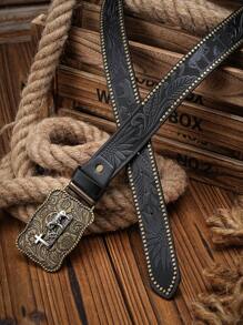 1pc Men's Western Style PU Leather Belt (Hole Punch Tool Included) - Miss - View 17