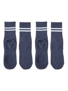 10 Pairs Non-Slip Pilates Socks, Women's Pilates Grip Socks, Yoga Socks With Traction, Black/White/Pink - Multicolor - View 4