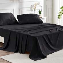 Luxurious 4PC Bed Sheet Set - Breathable, Cooling & Hotel Quality Sheets For Men And Women - Deep Pocket, Easy-Fit & Wrinkle-Free - Bed Sheet - 黑色 - 查看 4