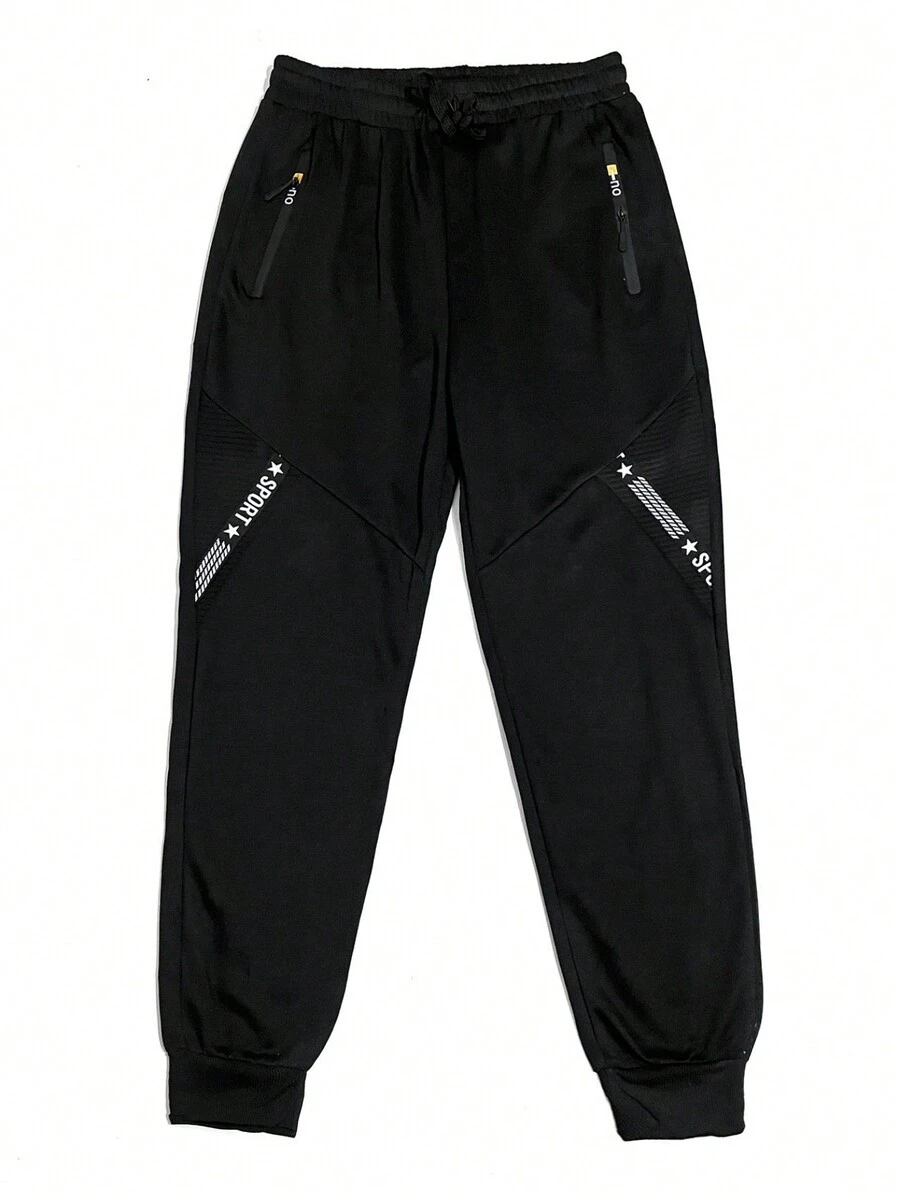 Men's Sweatpants With Front And Back Pocket Has Drawstring And Elastane At The Waist H0302 - 黑色 - 查看 1
