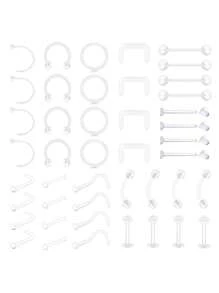 AVYRING 18-44Pcs Clear Piercing Retainers For Surgery Bioflex Nose Rings Belly Rings Septum Eyebrow Lip Cartilage Tragus Earring Retainer Industrial Bar Plastic Piercing Jewelry For Work - Multicolor - View 8