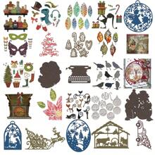 2024 New Christmas Halloween Creative Metal Cutting Mold DIY Scrapbook Card Making Fun 3D Christmas Tree Text Gift Box Snowman Template - Silver - View 1