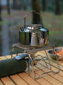 1 pieza Rejilla plegable vertical de acero inoxidable con diseño, soporte para barbacoa, apta para barbacoa al aire libre, calentador de agua, hornillo plegable para camping, parrilla para barbacoa, cocina de camping para té, estufa de acero inoxidado para uso doméstico interior, estufa de carbón para barbacoa