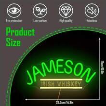 1 Pcs JAMESON IRISH WHISKEY Neon Sign Dimmable Wall Decor USB Bar Neon Sign For Man Cave Neon Led Sign Neon Light Up Sign For Bedroom Beer Bar Pub Man Cave Party - 多色 - 查看 5