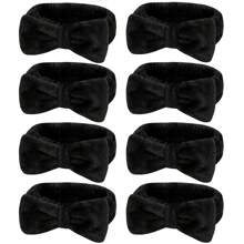 8 Pcs  Spa Headband For Washing Face And Makeup Bridesmaid Proposal Gifts For Women Coral Fleece Skincare Headbands Elastic Bow Head  Women Cute Bow Head Bands (White,Pink, Blue, Purple, Black, Gray, Curry)