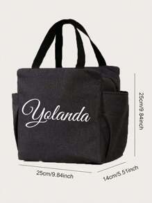 1pc Personalized Customized Gift Lunch Bag, Stylish Insulated Canvas Lunch Bag, Large Capacity Camping Picnic Insulated Food Thermal Bag, Lightweight, Waterproof, Business,  Suitable For Students, Beginners And White Collars. Applicable To Office, College, Work, Business, Commute, Outdoor, Travel, And Outing. Back To School Graduation Gift For Teacher Women Lunch Box Bag ,School Organizer Bags Teacher Storage Bags Classroom Bags ,Classroom Organizer Bags