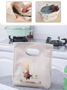 1pc Customized Insulating Lunch Bag Personality Custom Name Gold Initials A To Z  Pattern Women Cooler Handbags Student Thermal Lunch Bags For Work Canvas Personal Tailor Food Tote Bag Thermal Bag For Women Kids Insulated Refrigerated Lunch Box Bag For Man Picnic Bag Fridge Bag Cooler Lunch Box Ice Pack Food Storage Bag